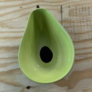Avocado Shaped Ceramic Guacamole Bowl Green Kitchen Serving Dish Chip Dip